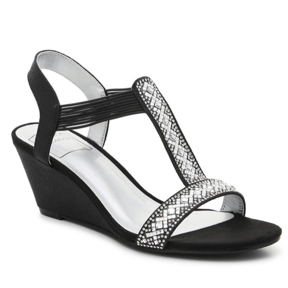 NWB New York Transit Jeweled Black Wedge Heel